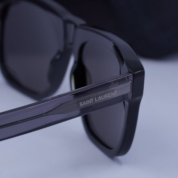 Saint Laurent SL558 003 Square Sunglasses - Black/Transparent Black - Picture 8 of 12